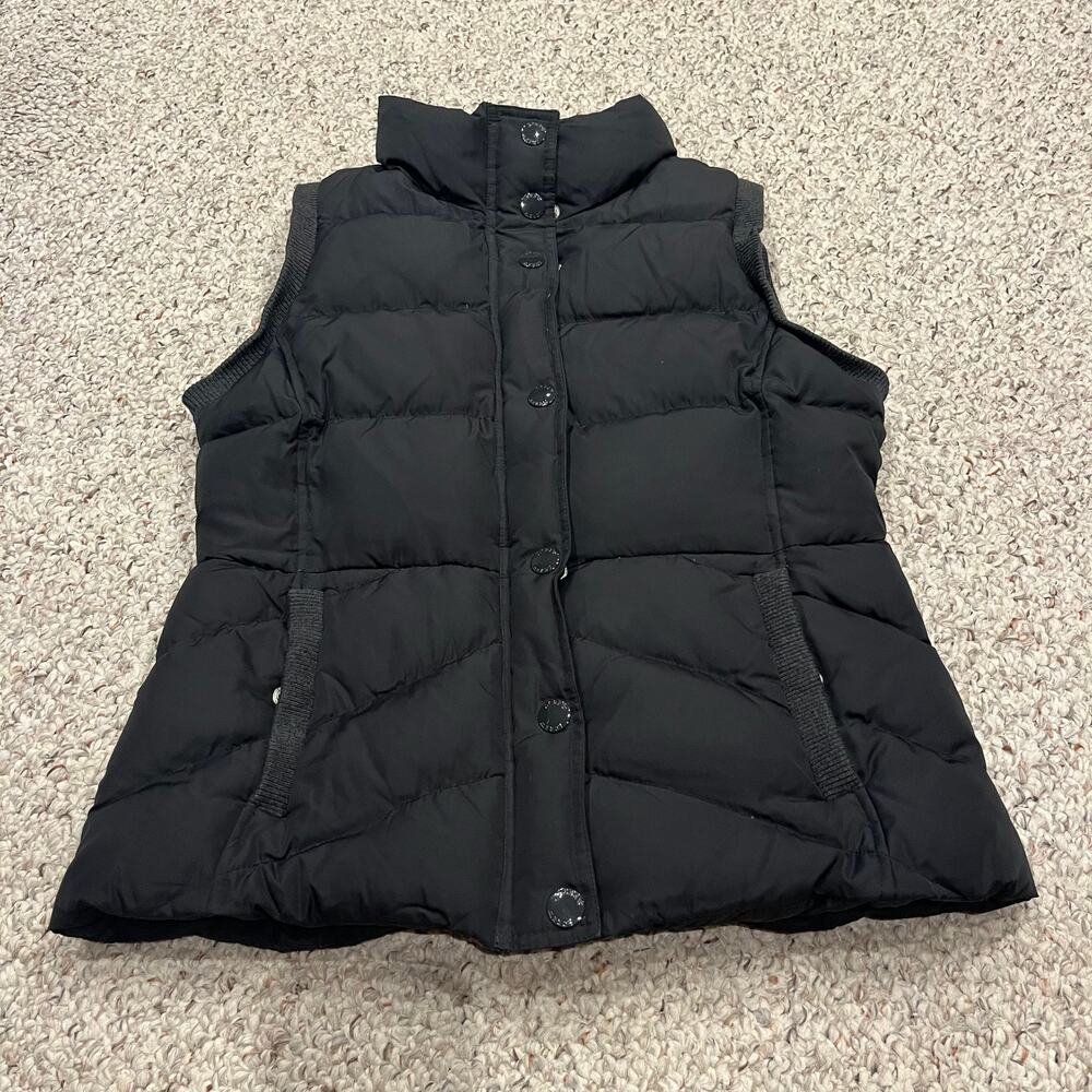 J Crew Down Puffer Vest Sz S Black Fall Winter Full Zip Preppy